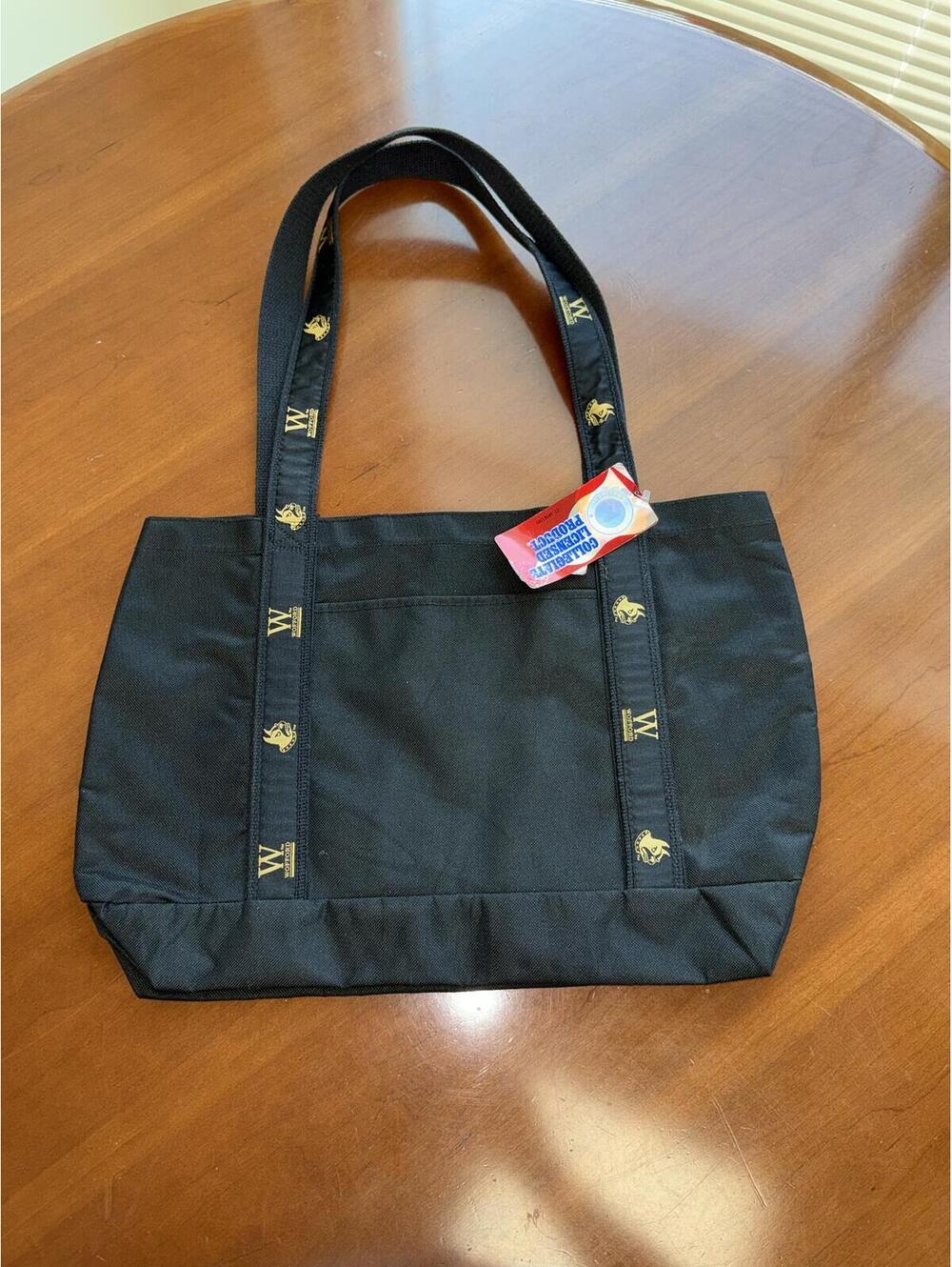 NWT Wofford college canvas tote bag black/gold